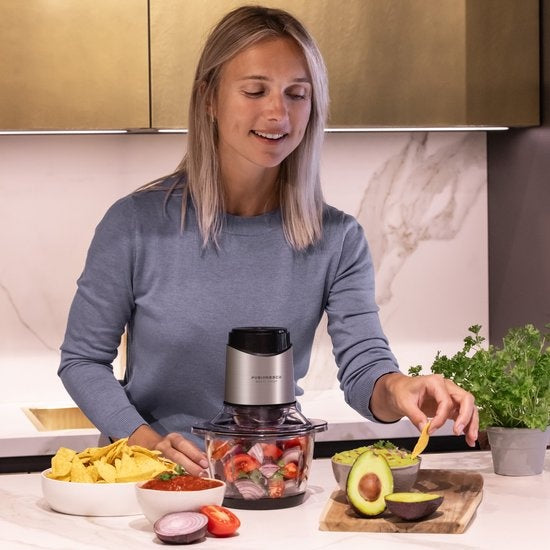 JAP Appliances Multi Chop - Zerkleinerer mit Glasschale (1,2 Liter) - Eiszerkleinerer - Spülmaschinenfest - Lebensmittelzerkleinerer - 6 Klingen - 400W