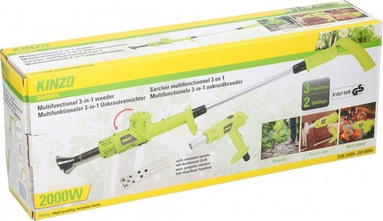Kinzo Garden 3-in-1 Unkrautbrenner elektrisch, Farbbrenner und BBQ-Anzünder - 2000W