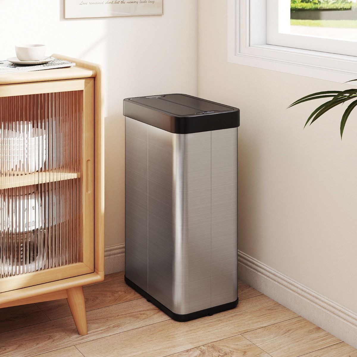 Coast Sensor-Abfalleimer – automatisches Öffnen und Schließen – 60 Liter – schwarz/silber