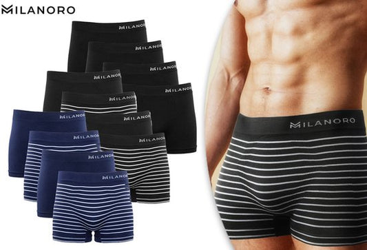 Milanoro - 4 nahtlose Boxershorts - Schwarz/Schwarz gestreift - L