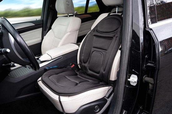 Dunlop Massagesitz Auto mit Heizfunktion - 108 x 48 CM - 4 Massagemotoren und 1 Heizelement - Anschluss an Zigarettenanzünder Auto - Fernbedienung mit 13 Stufen - Schwarz