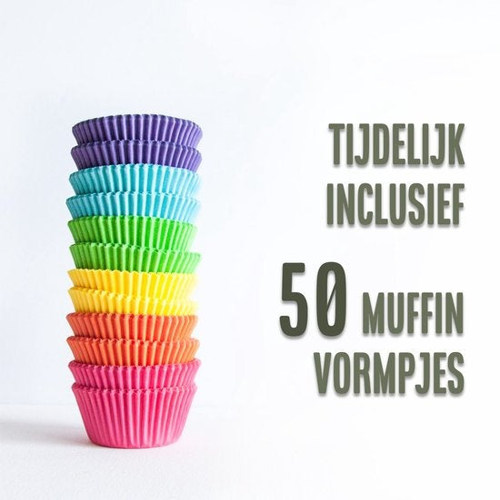COOCK - Muffin Bakvorm met 12 Cupcake Vormpjes - Non Stick | Incl. Papieren vormpjes & E-book