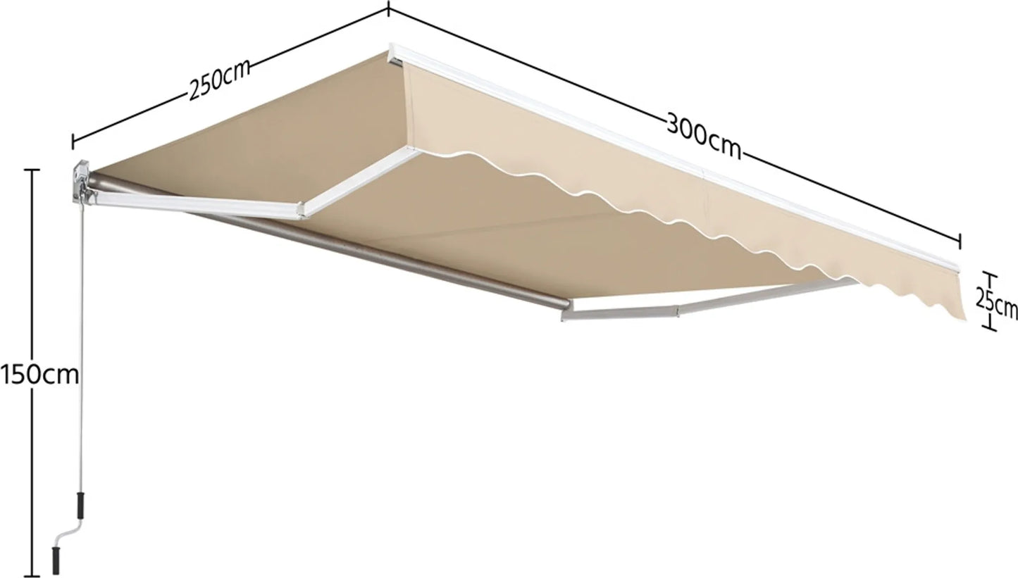Yaheetech Klemmsonnenschirm - 300 x 250 x 25 cm - Ausgestattet mit manuellem Pendelstab und einstellbarem Winkel und UV-beständiger Beschichtung - Für Balkon und Terrasse - Beigefarbenes Polyester und Metall