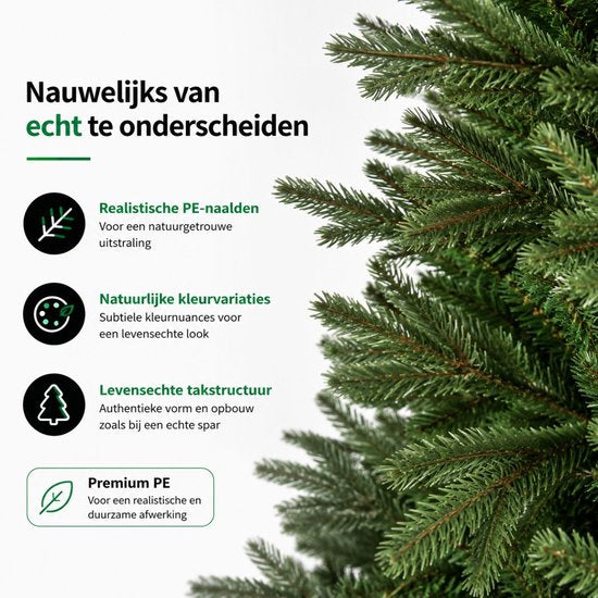 Black Box Trees Brampton Baum – Weihnachtsbaum in natürlicher Form – Weihnachtsdekoration für Wohnzimmer und Büro – Kunstbaum mit PE-Nadeln – Höhe 230 x Durchmesser 147 cm – Grün