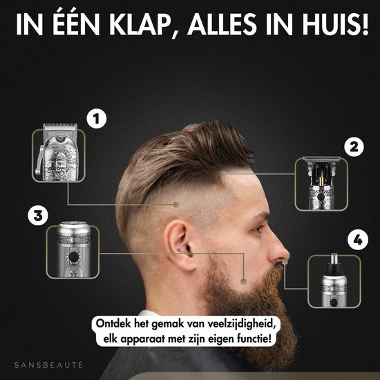 Professionelle kabellose 4-in-1 Haarschneidemaschine - Haarschneider Herrenkopfhaar - Cheveux Haar - Haartrimmer - Friseur Haar Maschine - Haarschneider - Trimmer Bart - Friseur Haarschneider - Friseur Buddha Trimmer - Barbier Set