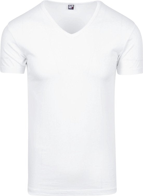 Alan Red Oklahoma T-shirt Stretch - V-Ausschnitt - Weiß - Größe XXL - 93% Baumwolle