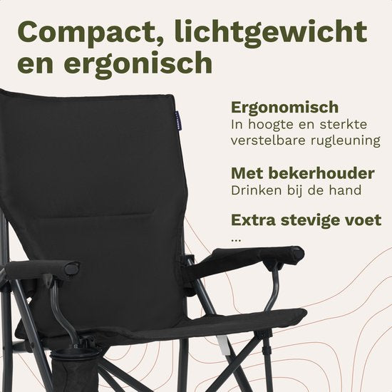 TRVLMORE Campingstühle - klappbar - 120KG Tragkraft - inkl. Tragetasche - Klappstuhl - Angelstuhl - Klappstuhl - Schwarz