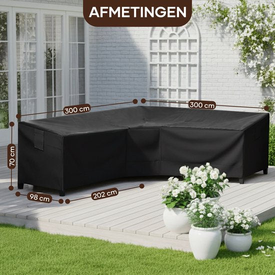 Villux Schutzhülle für Gartenbank – Schutzhülle für Gartenmöbel – Hülle für Gartenmöbel – Hülle für Gartenset – Loungeset – Wasserdicht – Hülle für Loungeset – 420D - 300/98 x 300/98 x 70 cm