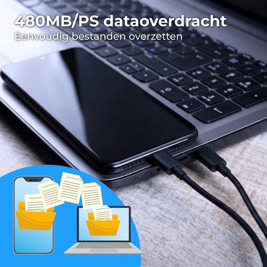 Nuvance USB-C-Kabel – 100 W – USB-C auf USB-C – 3 Meter – USB-C-Kabel – Schnellladegerät – 480 Mb/ps Datenübertragung – USB-C-Ladegerät – Schwarz