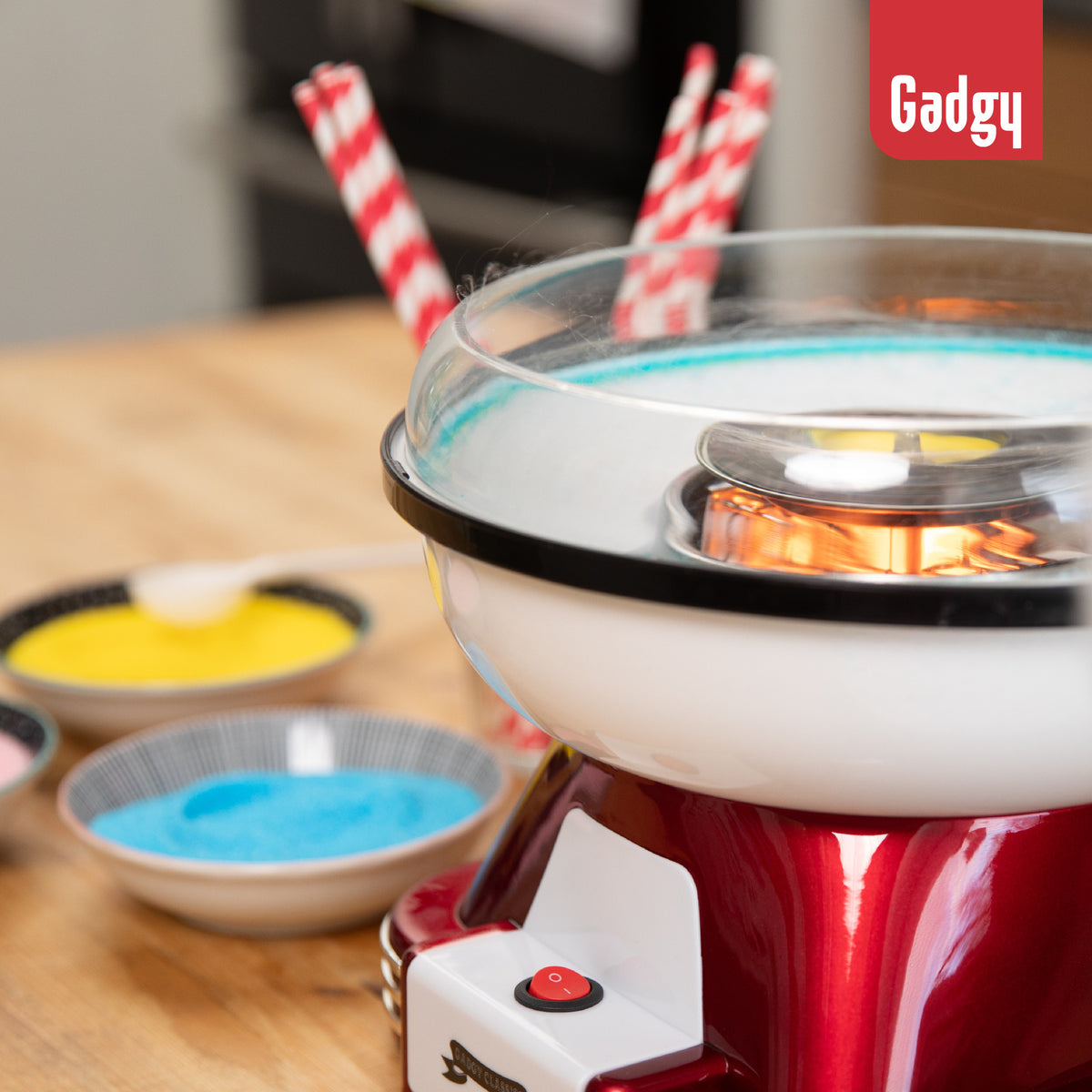 Gadgy Zuckerwattemaschine Retro, mit 10 Stäbchen und Messlöffel - Zuckerwattemaschine - Zuckerwatte - Kinderparty - Zuckerwatte - Zuckerwatte - Zuckerwattemaschinen