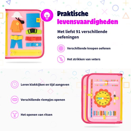 MontiPlay® Montessori-Spielzeug – Sensorisches Spielzeug – Busy Board – Montessori-Aktivitätsbuch – Lernspielzeug – Reisespielzeug – Aktivitätsbrett – Sensomotorisches Spielzeug – Spielzeug für das Auto