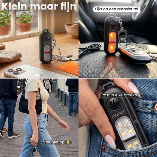 Persönlicher Notruf-Schlüsselanhänger 130 dB – Selbstverteidigung für Frauen – Pfefferspray – Wiederaufladbarer Taschenalarm mit Taschenlampe