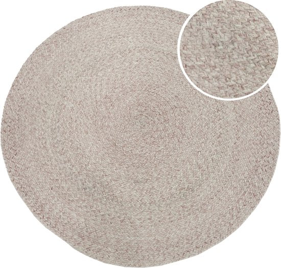 AXI Corfu Outdoor-Teppich – Rund – Ø 180 cm – Beige / Rosé – Outdoor-Teppich – Outdoor-Teppich – Wetter- und UV-beständig – Flachgewebt – Gartenteppich – Für drinnen und draußen – Handgewebt