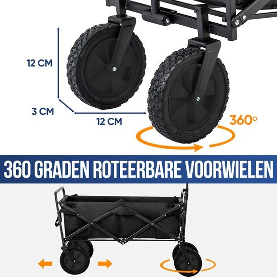 Avalo Wagon - faltbar - bis zu 90KG - 72x47x47 CM - 65L - 360Âº Räder - Schwarz