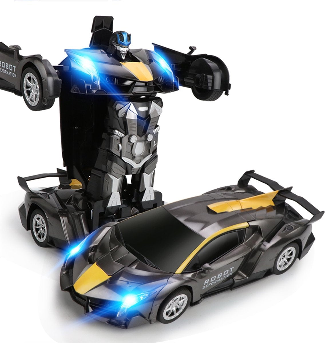 MEWAU 1:12 RC Transforming Car/Roboter - 2 in 1Ferngesteuertes Auto - Gestenerkennung - Spielzeugauto - Grau