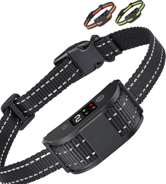 Anti-Bell-Halsband Pro - stoßfreies Erziehungshalsband - für kleine und große Hunde - wasserdicht - wiederaufladbar - Vibration und Audio - 2 zusätzliche Halsbänder