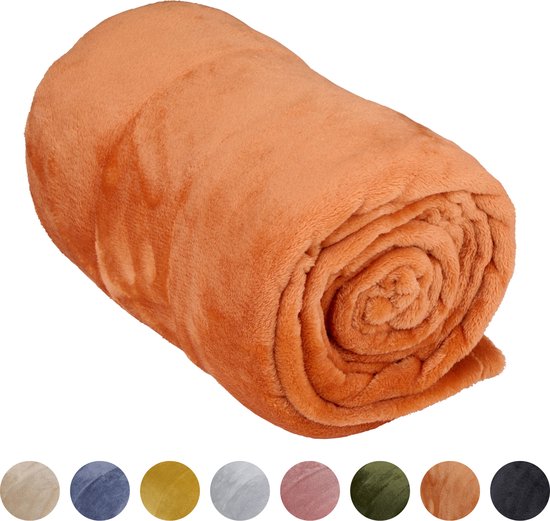 Arti Casa Fleecedecke 150 x 200 cm - Kariert - Superweich - Orange