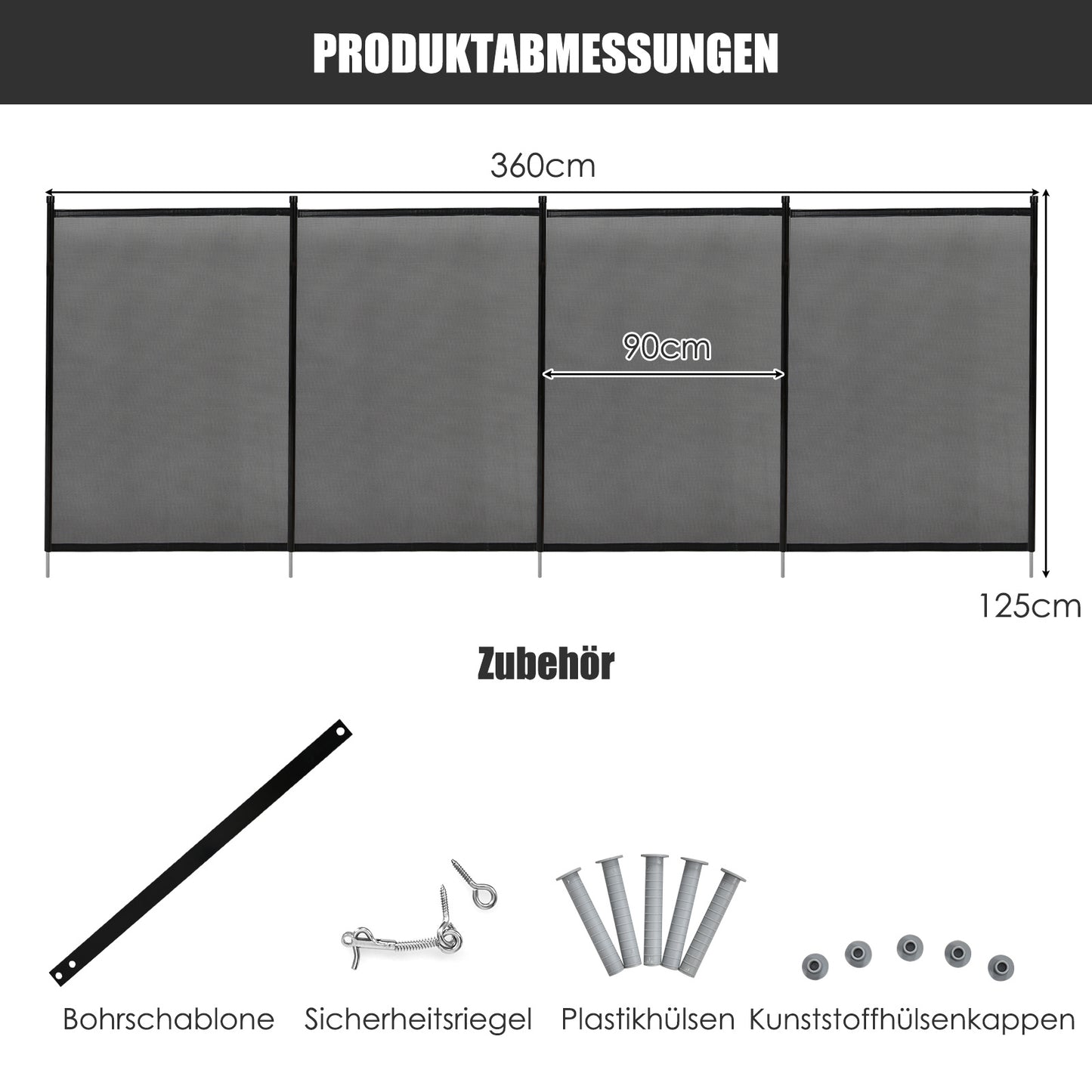 Schwimmbadzaun Kinderschutzzaun Schwimmbadschutz Saunateichzaun 360 x 125 cm