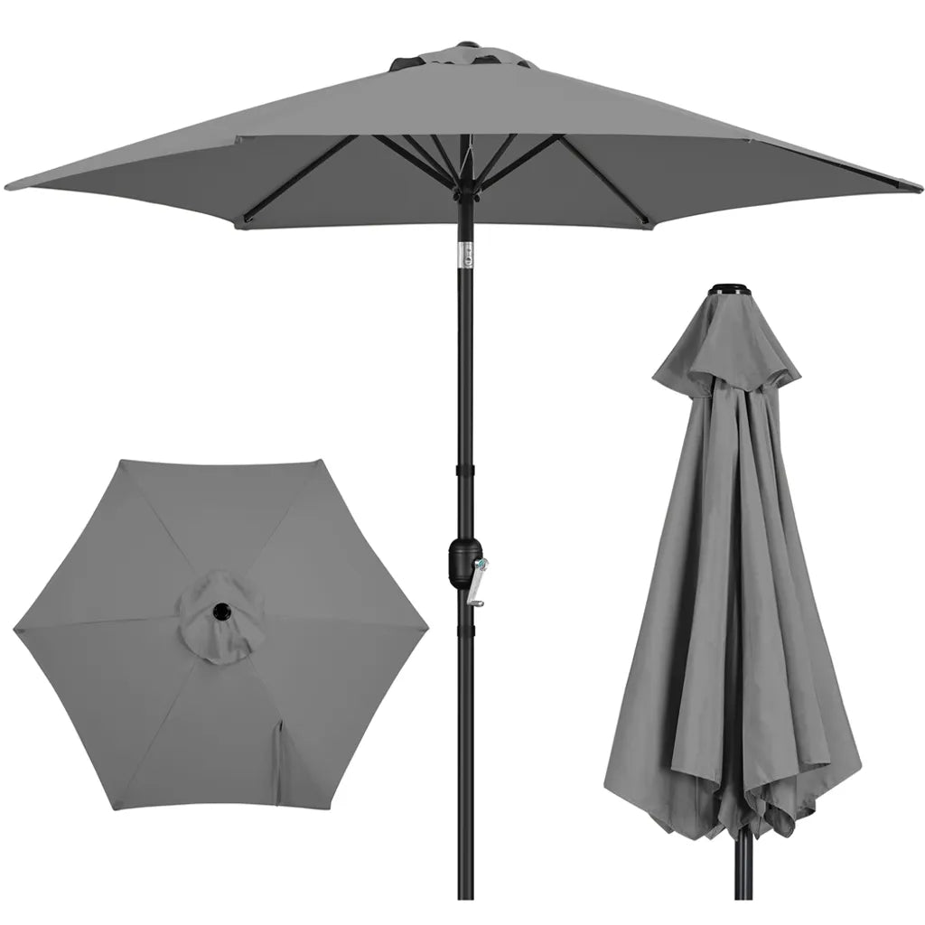 Yaheetech Gartenschirm mit Neigungsfunktion und Pendel – Grau – Ø 269 x 241 cm