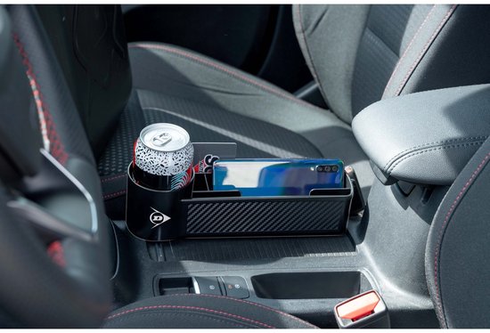 Dunlop Auto-Organizer – mit Getränkehalter – rutschfeste Matte – Schwarz