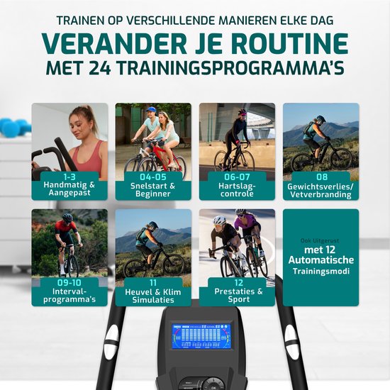 FITAGE Hometrainer - Fitness Bike mit 32 Widerstandsstufen - Tablet Halterung für Bluetooth Kinomap & Zwift - Bike Low Entry, Ergonomisch & Leise - Hometrainer Fitness für Zuhause
