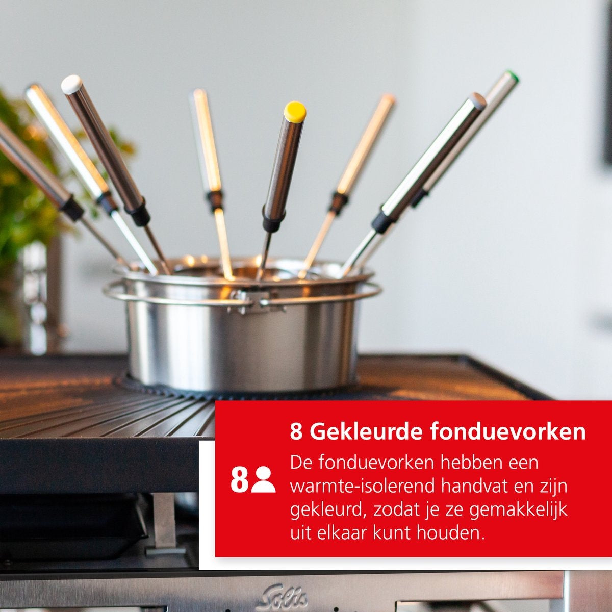 Solis - Combi Grill 3 in Set - 8 Personen - Raclette und Fondue Set - Silber/Schwarz