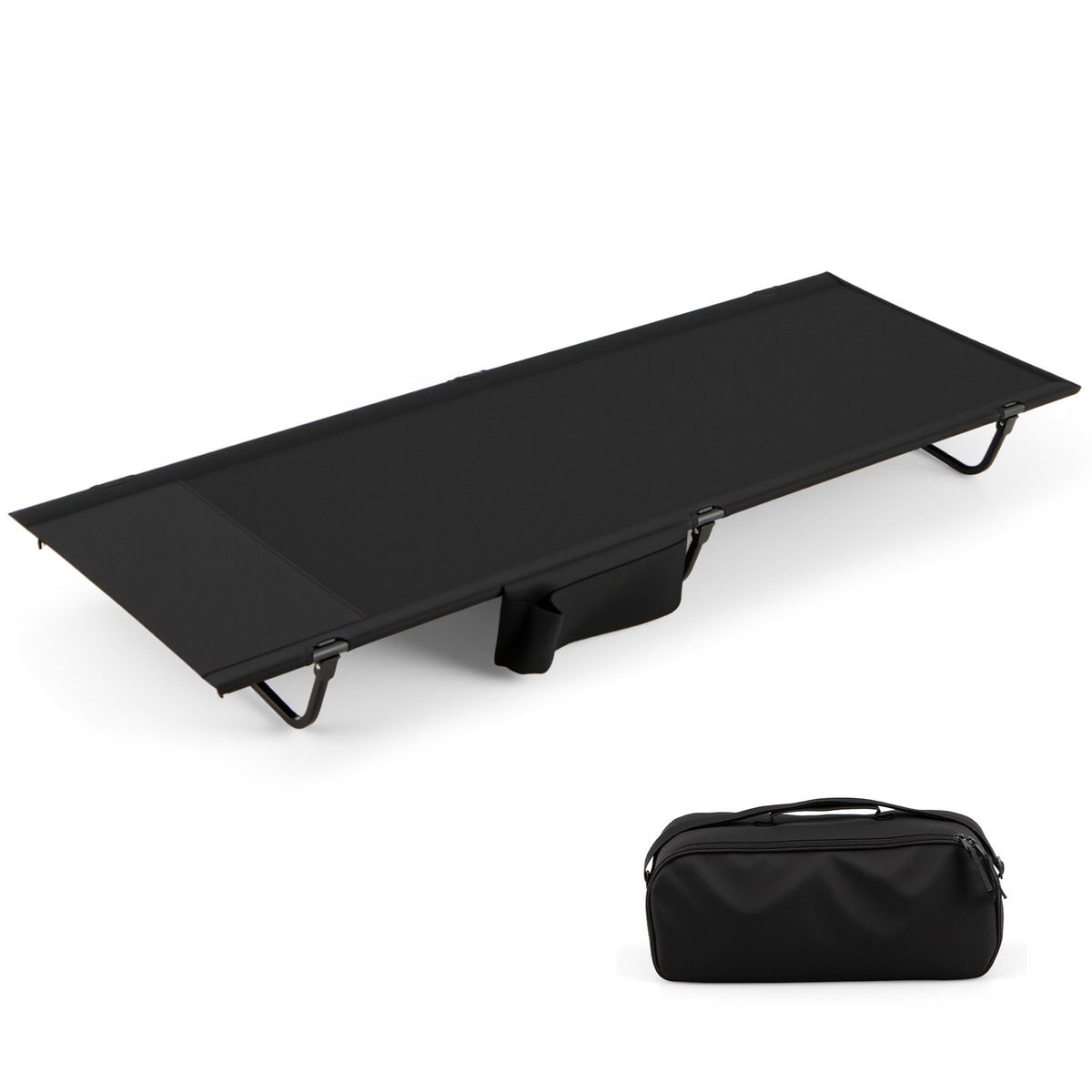 Coast Campingbett – ultraleichtes Feldbett – zusammenklappbar mit Seitentasche – schwarz