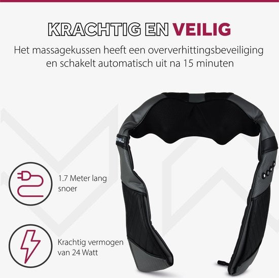 Northwall Shiatsu Massagekissen - Nackenmassagegerät - Infrarot-Wärmefunktion - Schwarz