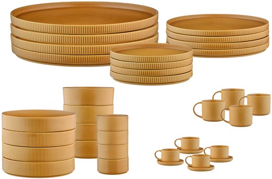 BJORN SCANDI Komplettes Essgeschirr - 36 Teile - Ocker