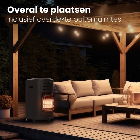 Auronic Mobiler Gaskocher - mit Rädern - bis zu 60 mÂ² - Inklusive Gasdruckregler und Gasschlauch - Inklusive Aufbewahrungshülle - Schwarz