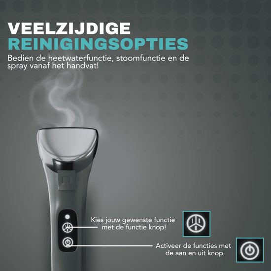 Achaté 5-in-1 Fleckenreiniger Pro - Dampf- und Heißwasserfunktion - 1300 W - 45,5 x 38,8 x 33 cm - Grau