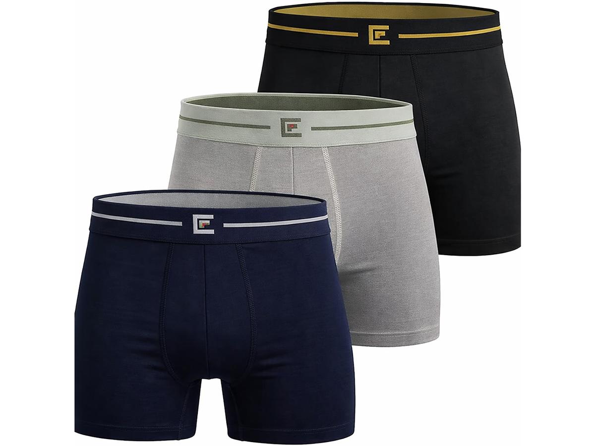 Bamboo Elements Boxershorts für Herren – 3er-Pack – dunkle Farben – Größe M