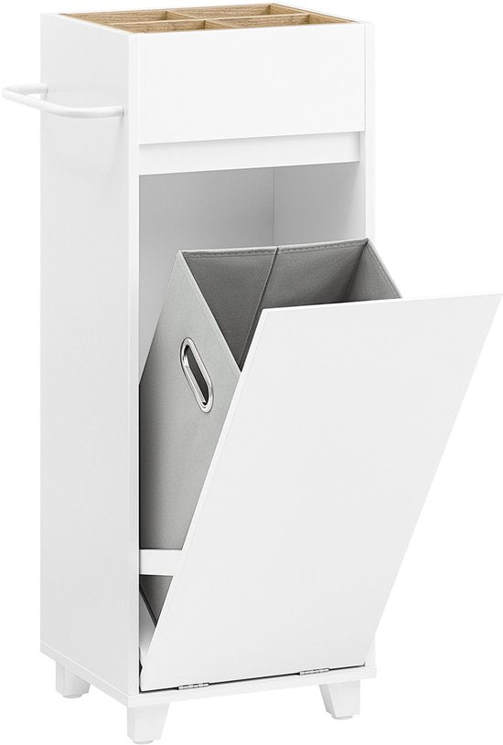 SoBuy BZR159-W Wäscheschrank - Weißer Badezimmerschrank mit Ablagefächern