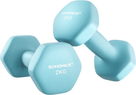 Songmics Hantelset – 2-teilig – 2 × 2 kg – Neopren – Türkis
