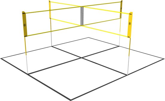 Umbro Sportnet – Spieleset – 168 x 400 cm – 4 Felder – Volleyballnetz – Badminton – Fußvolleyball – Crossnet – Schwarz/Gelb