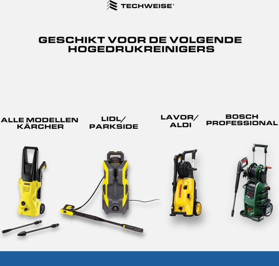 Techweise - Kanalisationsschlauch passend für Kärcher - 15M - Mit Dreh- und Vorwärtskopf