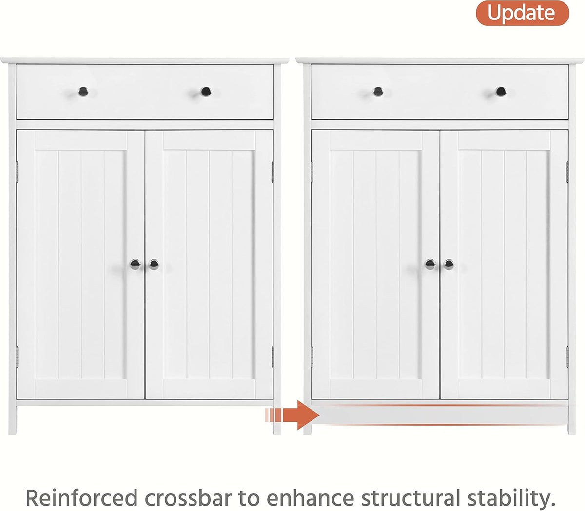 Yaheetech Badezimmerschrank 60 x 30 x 80 cm – Weiß – 2 Türen – Große Schublade – Verstellbare Einlegeböden