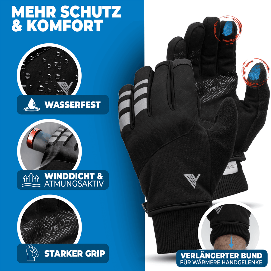 MIVELO THERMO-FIT Winterhandschuhe - Thermofleece & 3M Thinsulate - Schwarz - Unisex - XL