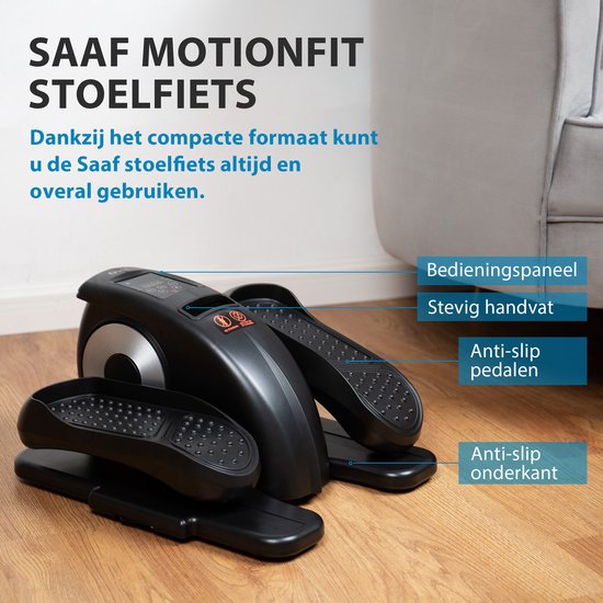Saaf Motionfit Chair Bike - 12 Stufen - mit Widerstandsbändern - Office Bike Exercise Trainer - für Erwachsene - Schwarz