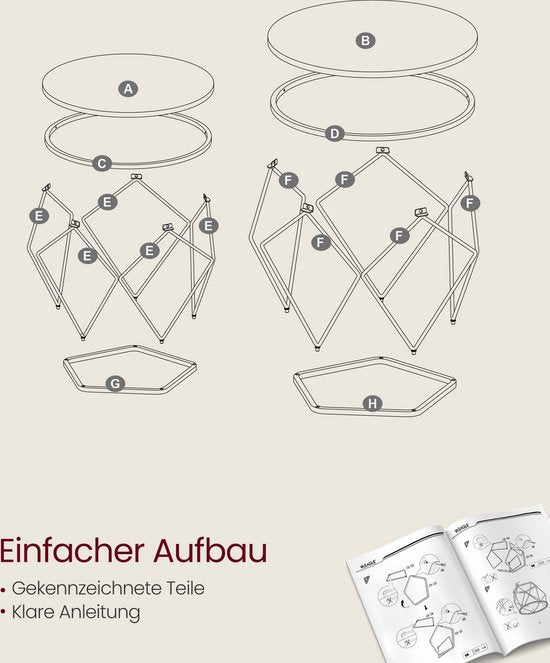 2-teiliges Beistelltisch-Set - Beistelltische - gehärtetes Glas Stahl - leicht - einfache Montage - modernes Design - 50 cm x 40 cm x 40 cm und 40 cm x 36 cm x 36 cm