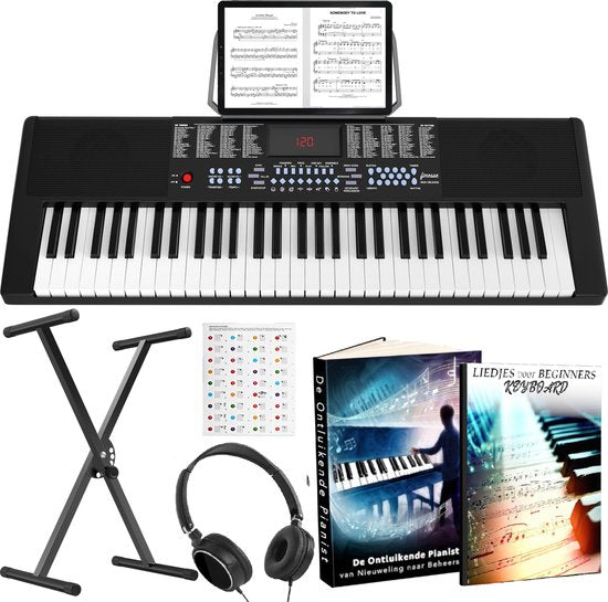 Finesse Keyboard Piano - Ständer & Zubehör - 61 Tasten - Digital Piano - Electric Piano - Kind