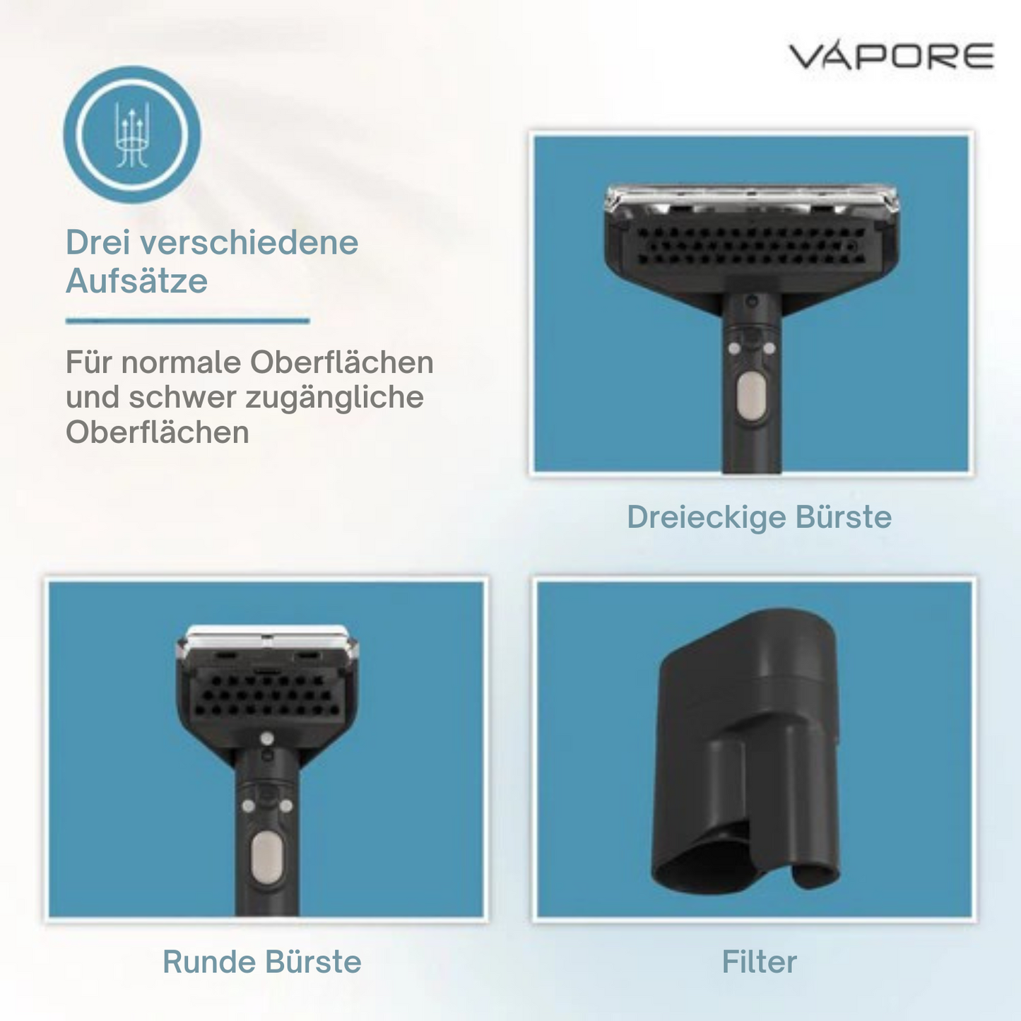 Vapore Teppichreiniger - Möbelreiniger - Sofareiniger - Mit Saugkraft - 1200W - Schwarz