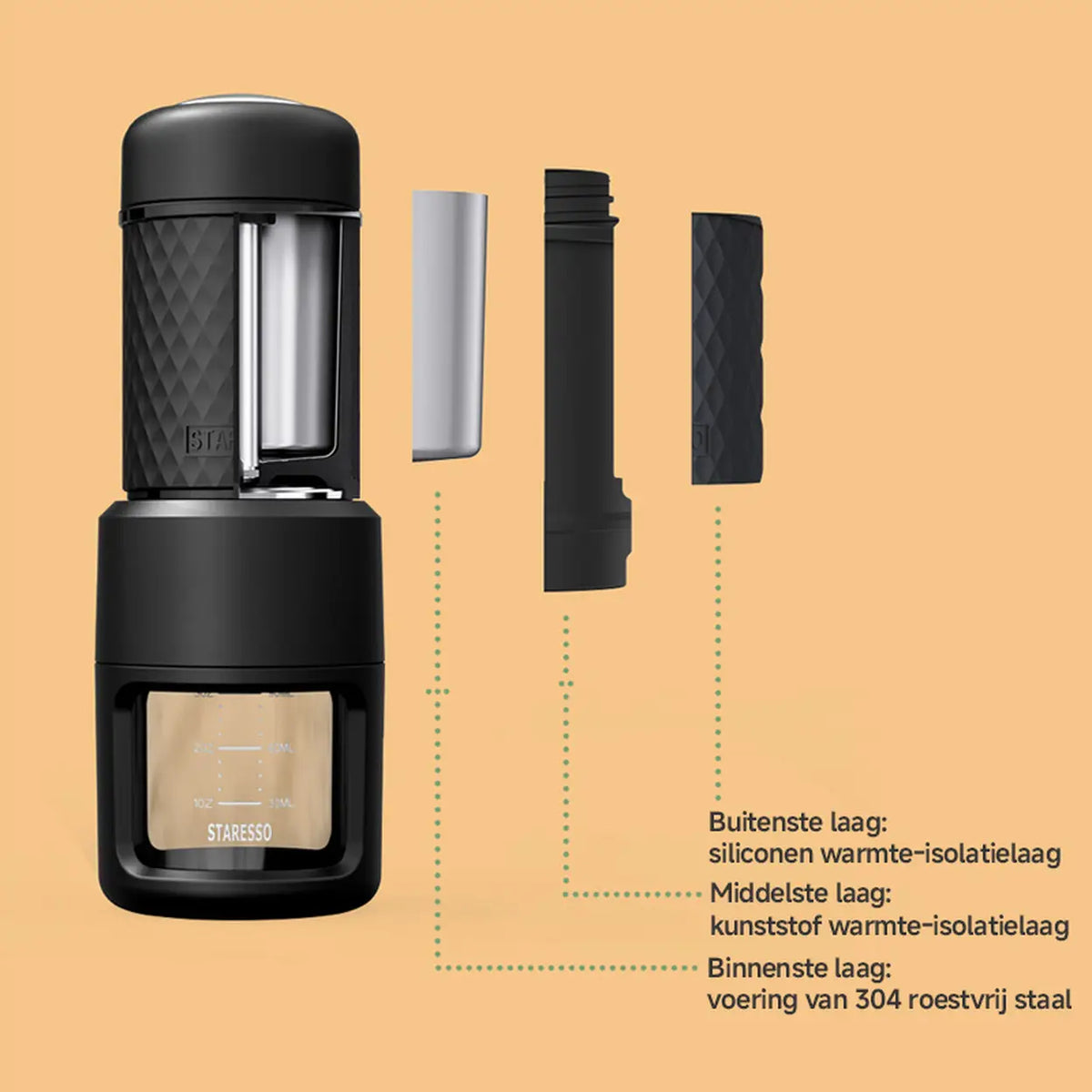 STARESSO tragbare manuelle Espressomaschine – Kapseln und gemahlener Kaffee