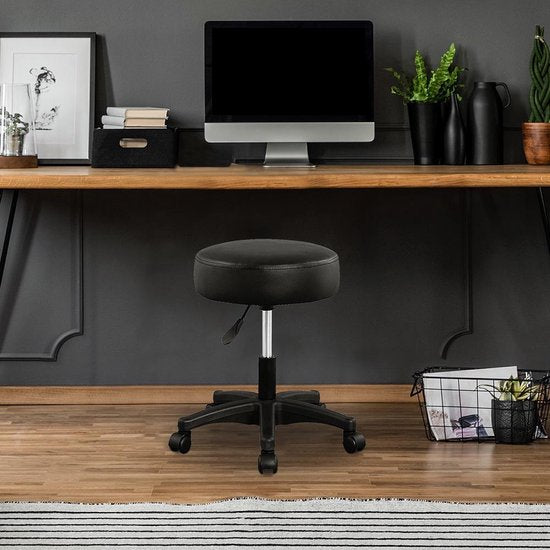Casaria Verstellbarer Drehhocker - 46/60cm Sitzhöhe - 1 Stück Schwarz