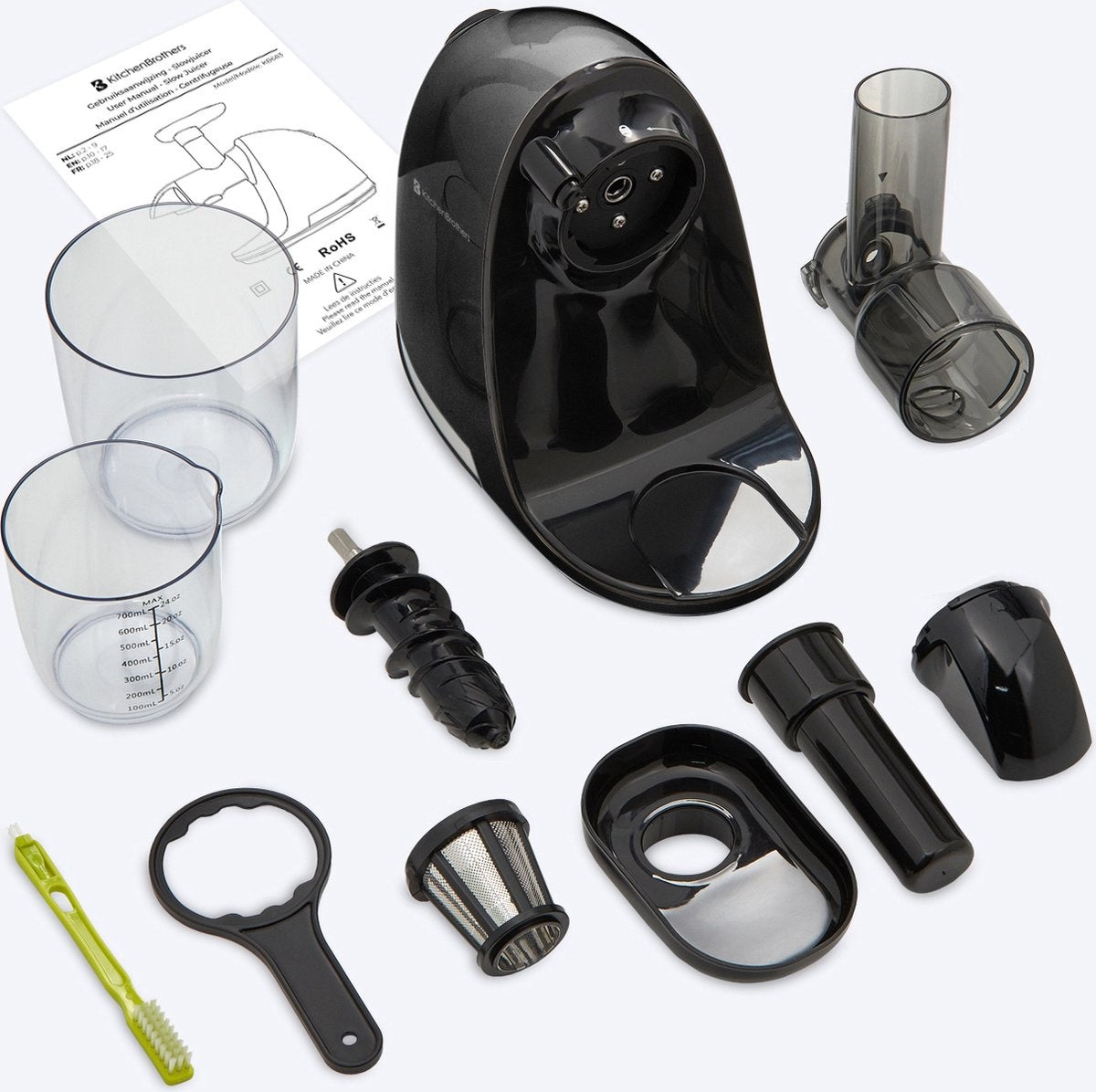 KitchenBrothers Slowjuicer - Entsafter - 700ml - Schwarz