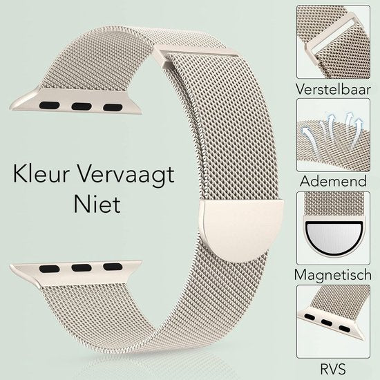 Podec Smartwatch Magnetisches Edelstahlarmband Silber passend für Serie 1/2/3/4/5/6/7/SE