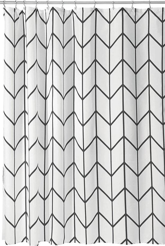 Duschvorhang Bad-Accessoires - Fishbone - Schwarz/Weiß- 180x200 cm