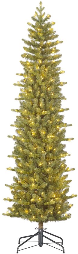 Black Box Trees Harma Schmaler Künstlicher Weihnachtsbaum mit LED-Lichtern - H230 x Ø69 cm - Grün