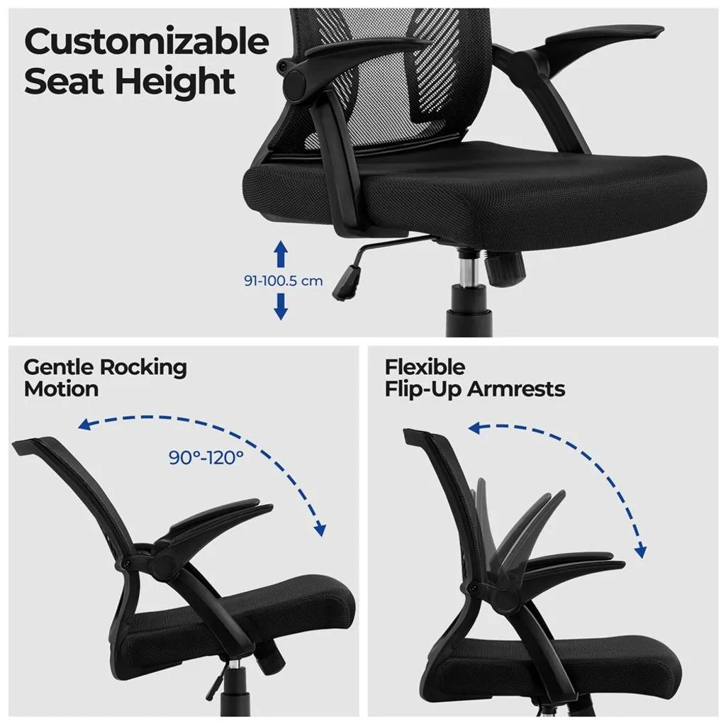 Yaheetech Ergonomischer Bürostuhl mit verstellbaren Armlehnen, bis zu 136 kg, schwarz