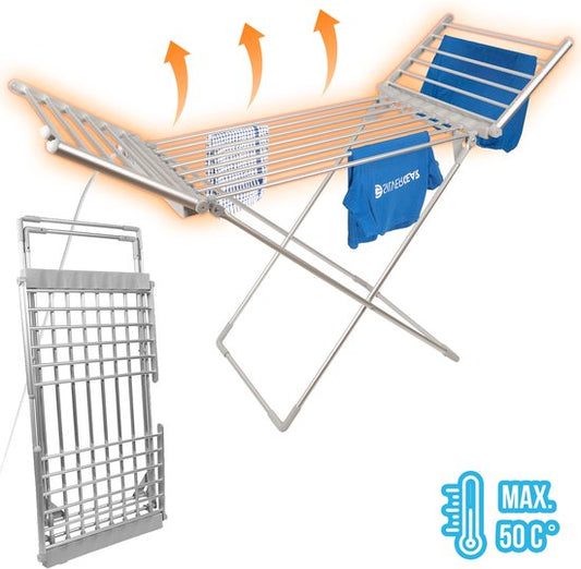 SIlvergear - Elektrischer Wäscheständer - Heizung - 147 x 54 x 94 cm - Weiß